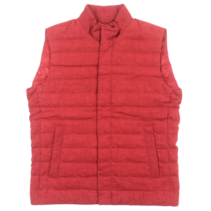 Pristine Herno Down vest Sleeveless gilet with logo Red linen mens 48 PI0547U