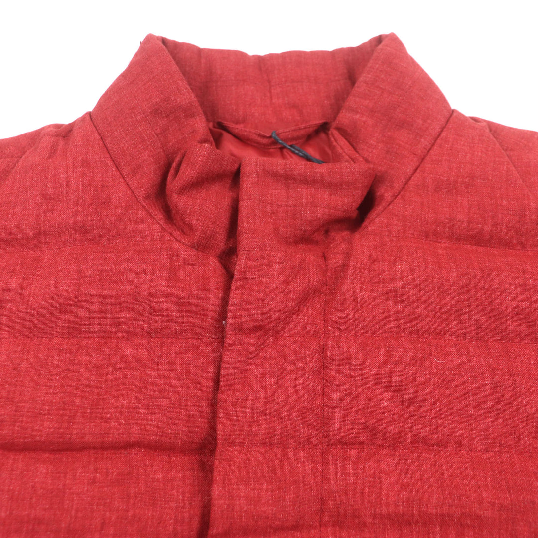 Pristine Herno Down vest Sleeveless gilet with logo Red linen mens 48 PI0547U