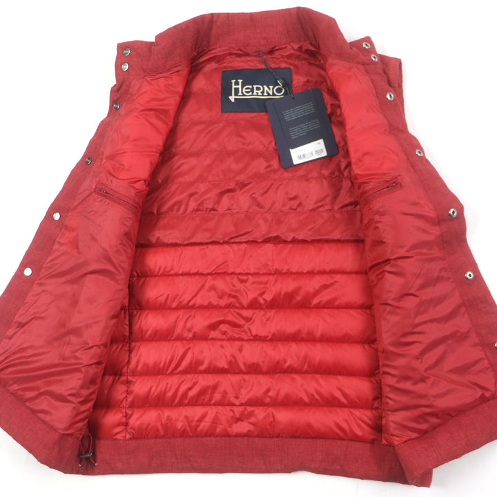 Pristine Herno Down vest Sleeveless gilet with logo Red linen mens 48 PI0547U