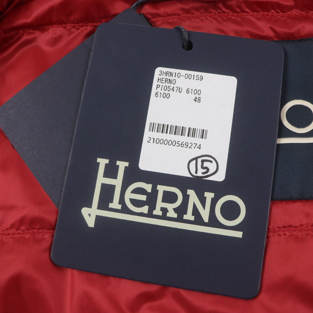 Pristine Herno Down vest Sleeveless gilet with logo Red linen mens 48 PI0547U