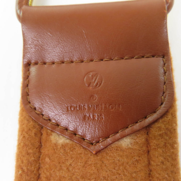 LOUIS VUITTON coat Monogram lining Belted No collar Long length wool Women 36