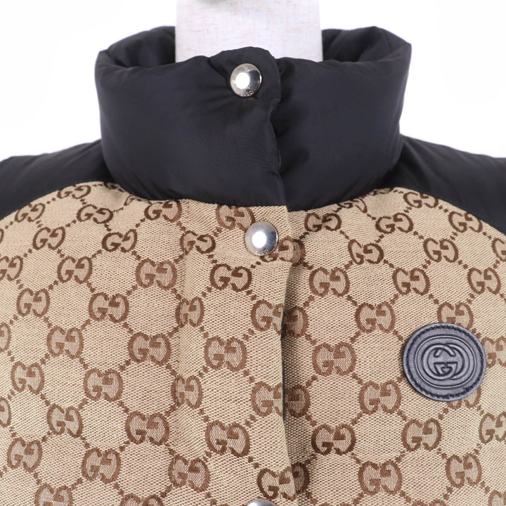 GUCCI Down vest GG cotton canvas Brown cotton Women 38 717547