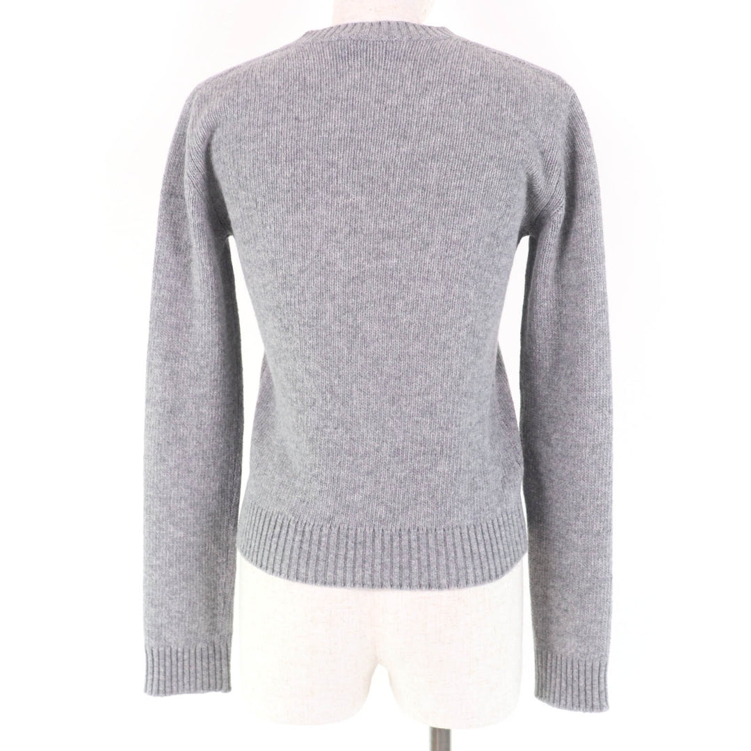 Great PRADA knit Logo design long sleeve gray Virgin wool Women 38 P24M2H