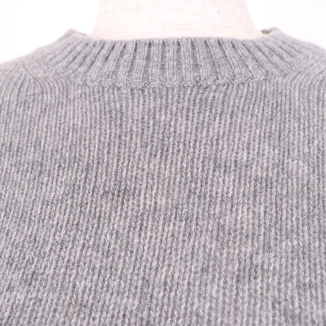 Great PRADA knit Logo design long sleeve gray Virgin wool Women 38 P24M2H