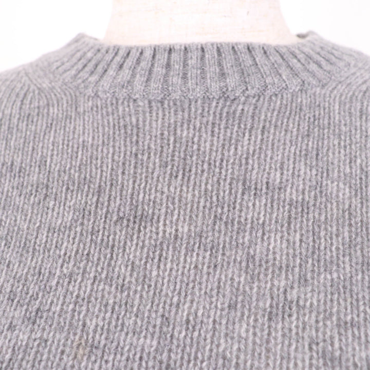 Great PRADA knit Logo design long sleeve gray Virgin wool Women 38 P24M2H