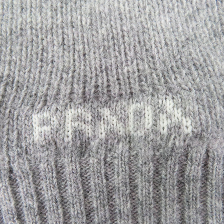 Great PRADA knit Logo design long sleeve gray Virgin wool Women 38 P24M2H