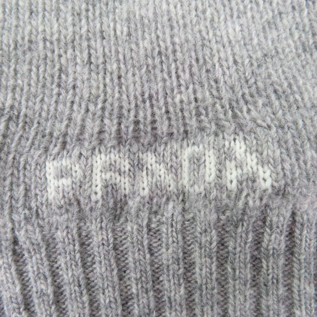 Great PRADA knit Logo design long sleeve gray Virgin wool Women 38 P24M2H