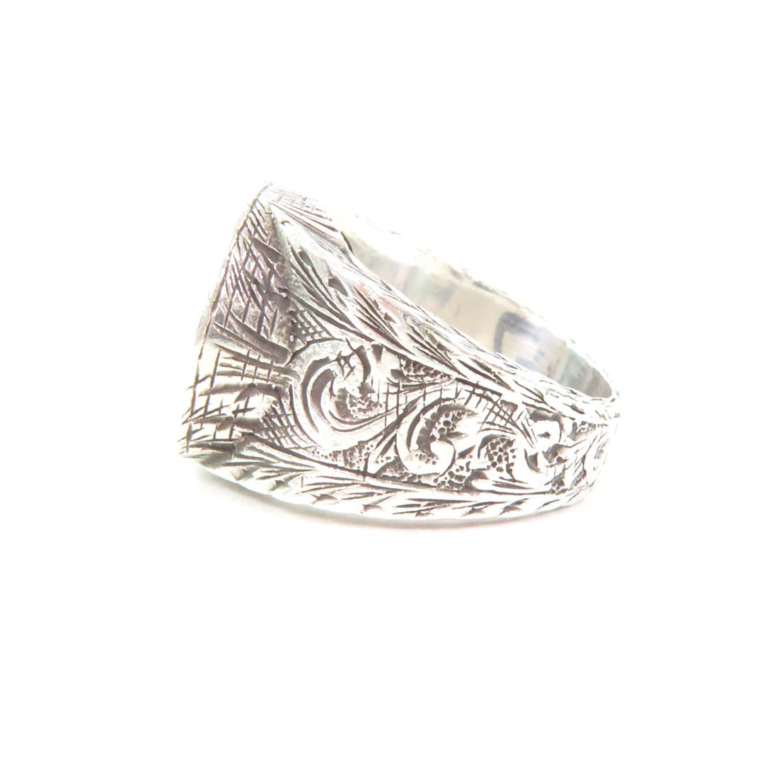 Great GUCCI Ring Interlocking G Arabesque Silver AG925 Women 9 455302