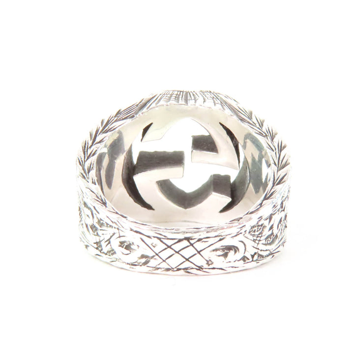 Great GUCCI Ring Interlocking G Arabesque Silver AG925 Women 9 455302