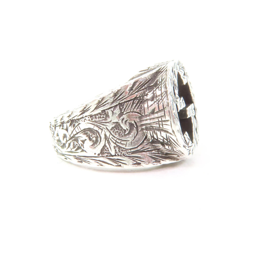 Great GUCCI Ring Interlocking G Arabesque Silver AG925 Women 9 455302