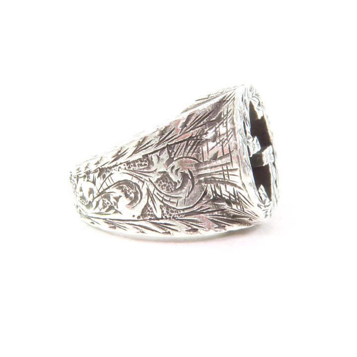 Great GUCCI Ring Interlocking G Arabesque Silver AG925 Women 9 455302
