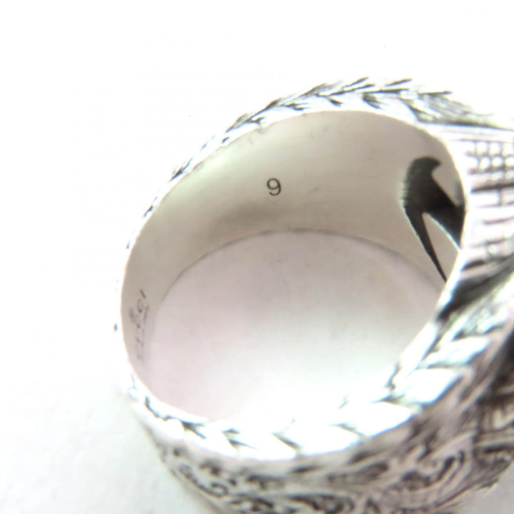 Great GUCCI Ring Interlocking G Arabesque Silver AG925 Women 9 455302