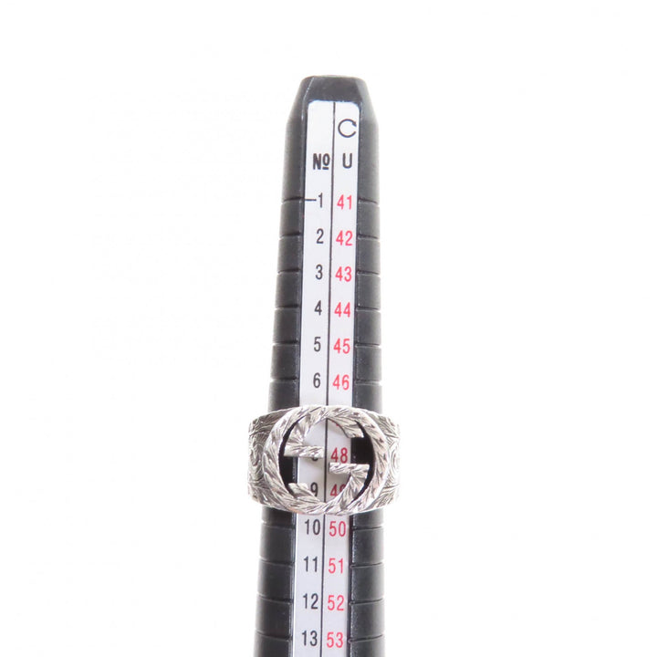Great GUCCI Ring Interlocking G Arabesque Silver AG925 Women 9 455302