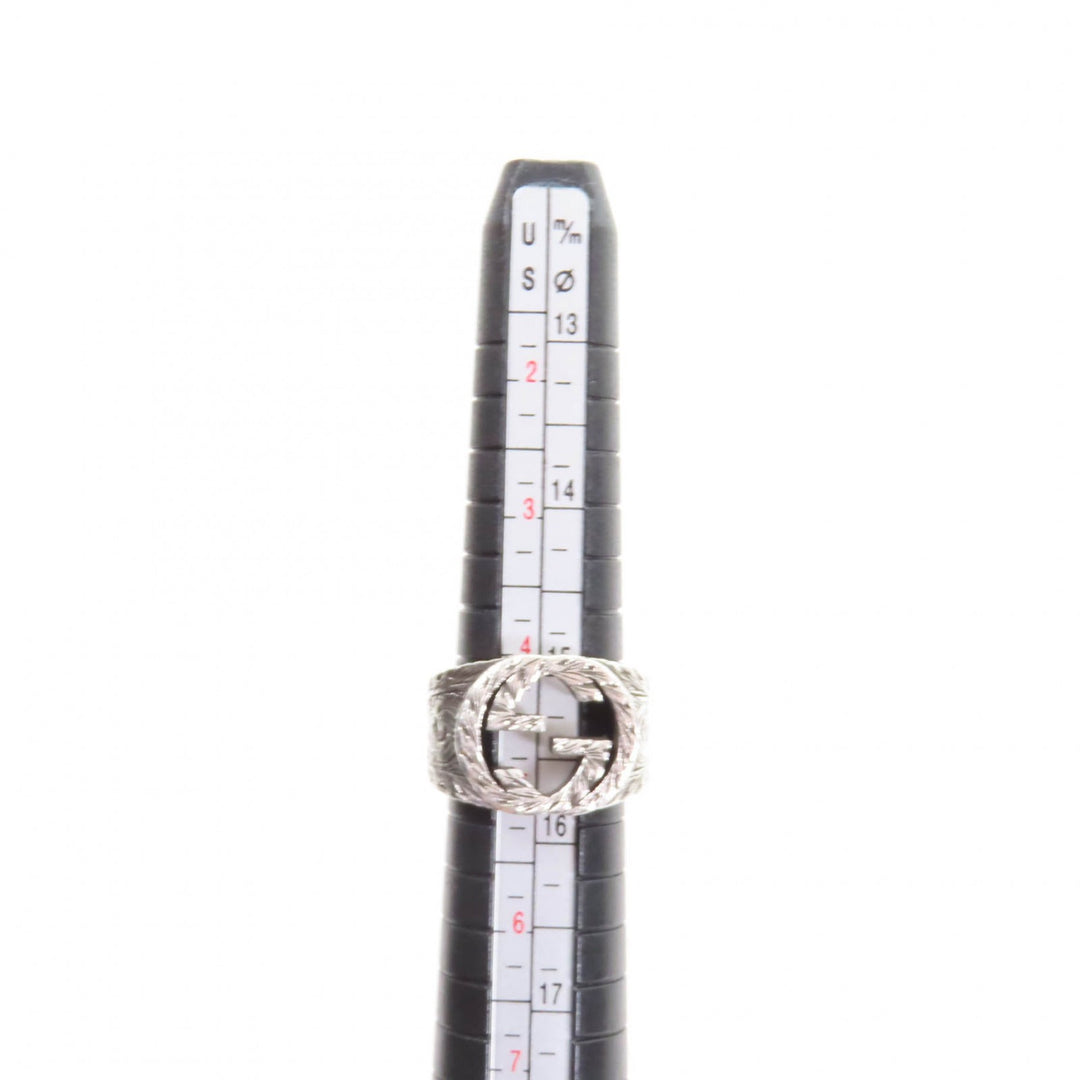 Great GUCCI Ring Interlocking G Arabesque Silver AG925 Women 9 455302