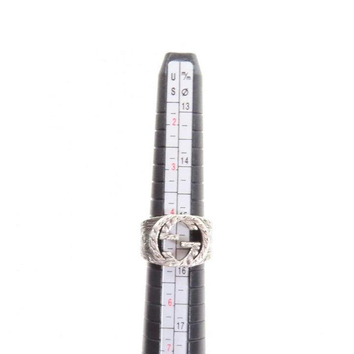 Great GUCCI Ring Interlocking G Arabesque Silver AG925 Women 9 455302