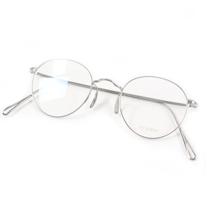 Excellent ayame Glasses MANRAY Boston Frame Silver mens