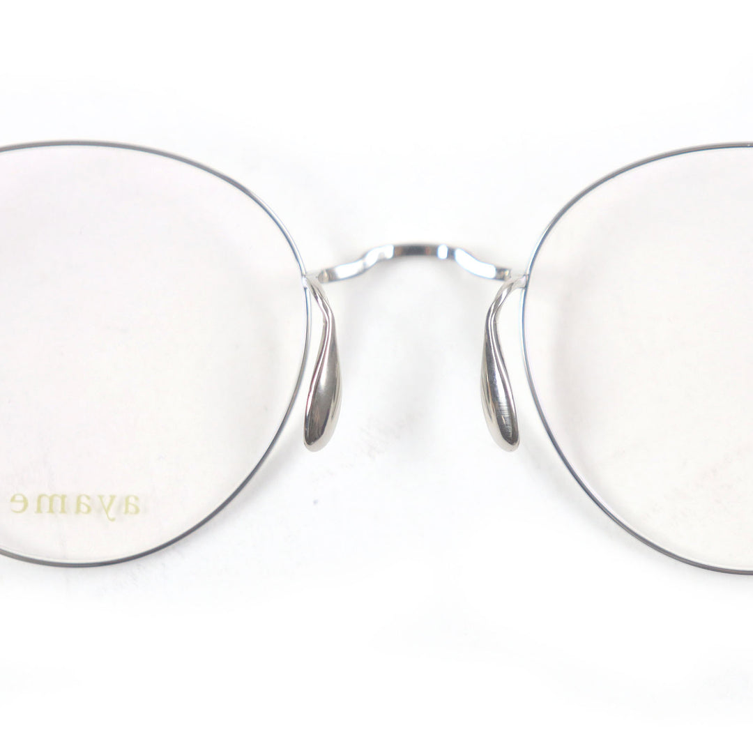 Excellent ayame Glasses MANRAY Boston Frame Silver mens