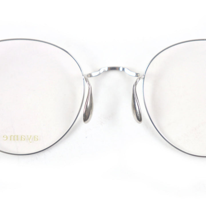 Excellent ayame Glasses MANRAY Boston Frame Silver mens