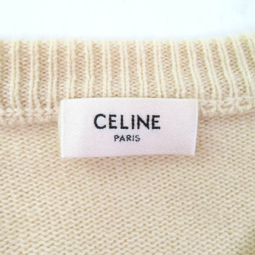 Great CELINE sweater Sulky Embroidery Crew Neck cashmere Women XS 2A20O152I