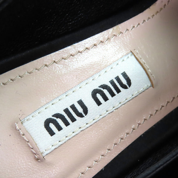 Excellent MIUMIU pumps With beaded ribbon black Satin Women 36