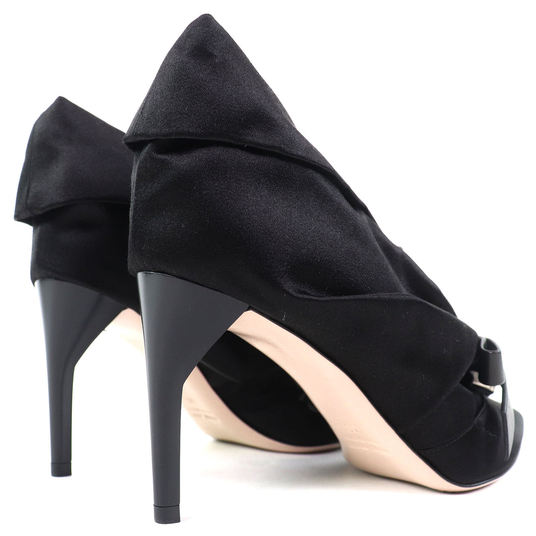 Excellent MIUMIU pumps With beaded ribbon black Satin Women 36