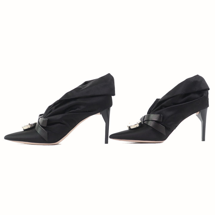 Excellent MIUMIU pumps With beaded ribbon black Satin Women 36