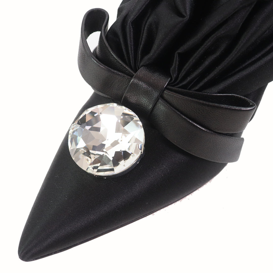 Excellent MIUMIU pumps With beaded ribbon black Satin Women 36