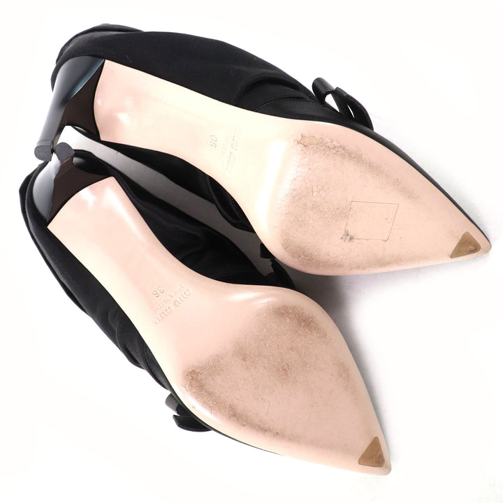 Excellent MIUMIU pumps With beaded ribbon black Satin Women 36