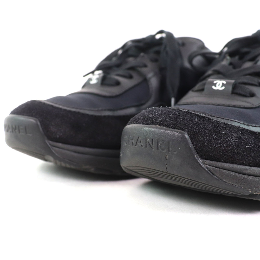 Great CHANEL sneakers All black Suede leather Women 36.5 G33745