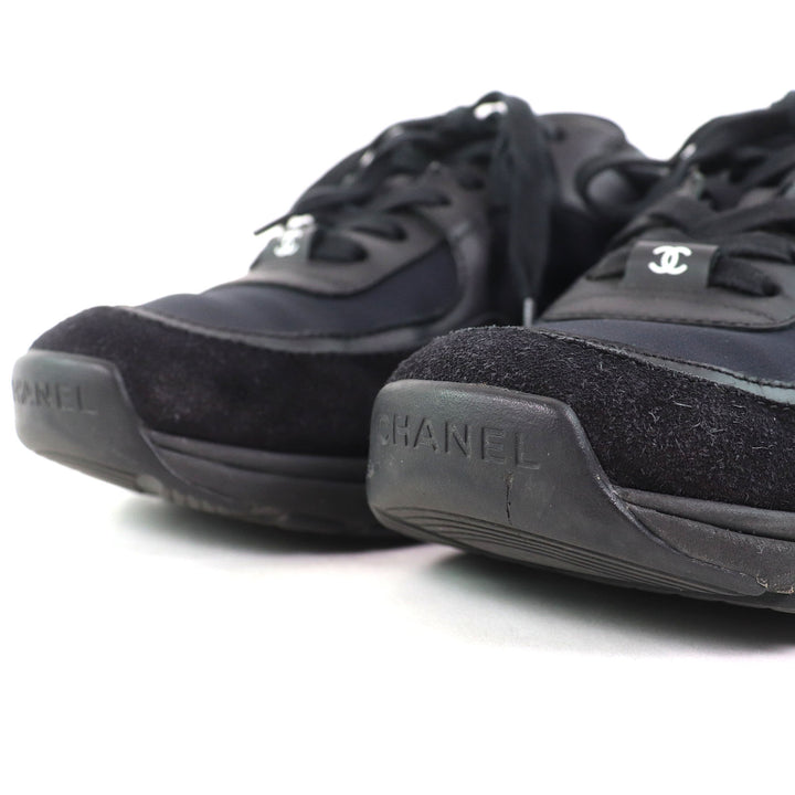 Great CHANEL sneakers All black Suede leather Women 36.5 G33745