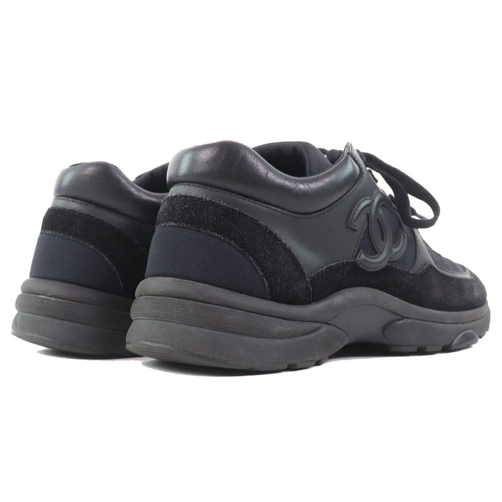 Great CHANEL sneakers All black Suede leather Women 36.5 G33745