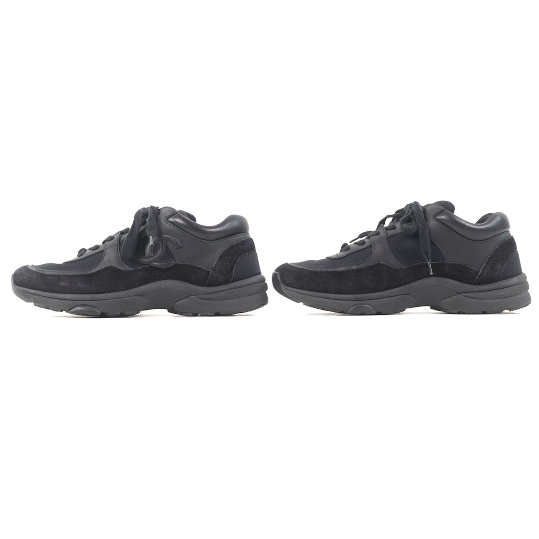 Great CHANEL sneakers All black Suede leather Women 36.5 G33745