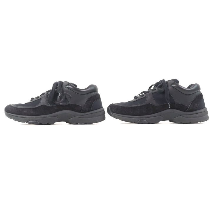 Great CHANEL sneakers All black Suede leather Women 36.5 G33745