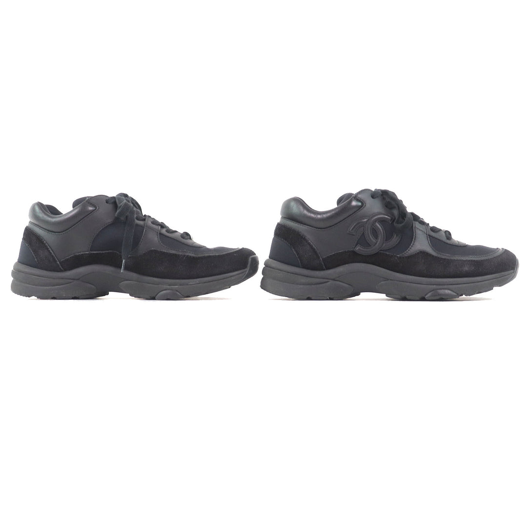 Great CHANEL sneakers All black Suede leather Women 36.5 G33745