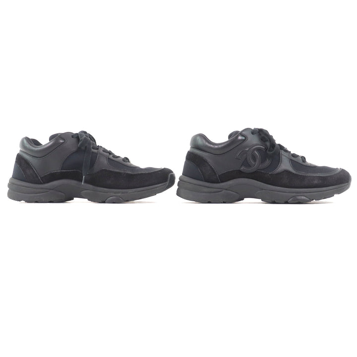 Great CHANEL sneakers All black Suede leather Women 36.5 G33745