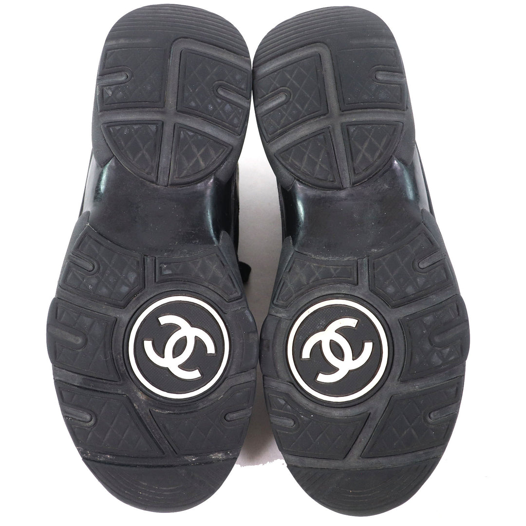 Great CHANEL sneakers All black Suede leather Women 36.5 G33745