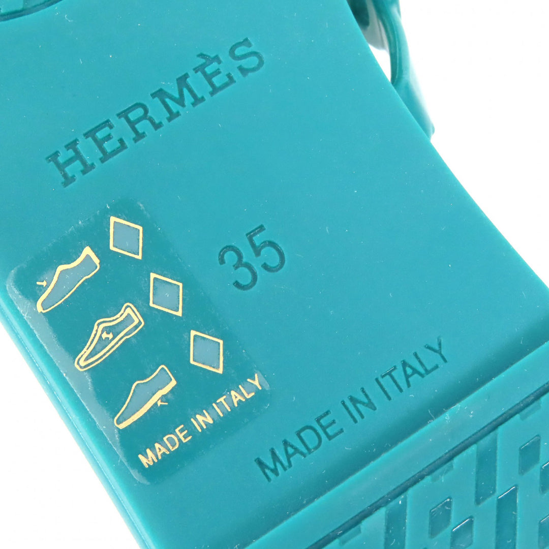 Pristine HERMES Sandals Riverage Shane Dunkle Flat green rubber Women 35
