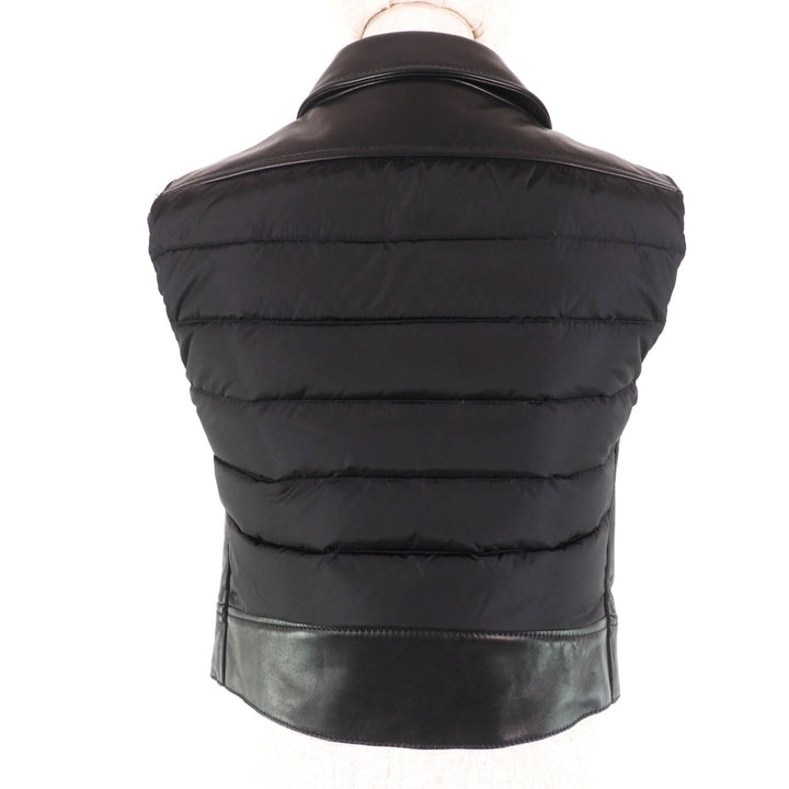 Pristine MONCLER Down vest RODEIA ZIP UP LEATHER VEST DOWN WITH LOGO BUTTON Women 0