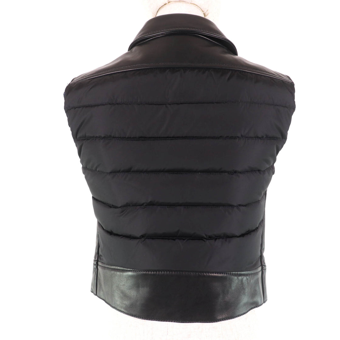 Pristine MONCLER Down vest RODEIA ZIP UP LEATHER VEST DOWN WITH LOGO BUTTON