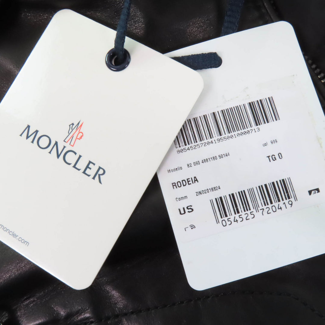 Pristine MONCLER Down vest RODEIA ZIP UP LEATHER VEST DOWN WITH LOGO BUTTON
