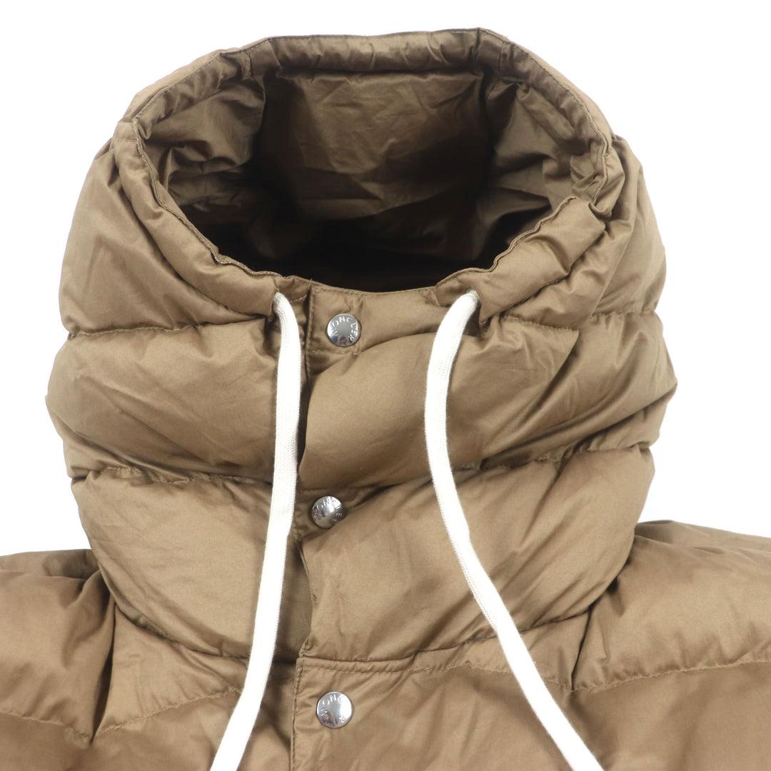 Great MONCLER down coat ROUBAUD with hood and leather patch Brown cotton mens 1