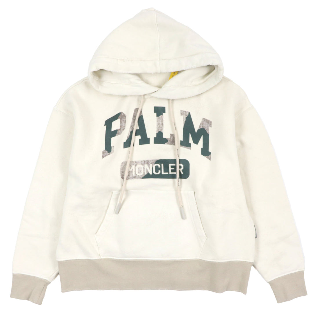 Excellent MONCLER GENIUS 8×Palm Angels hoodie HOODIE Ivory cotton mens S