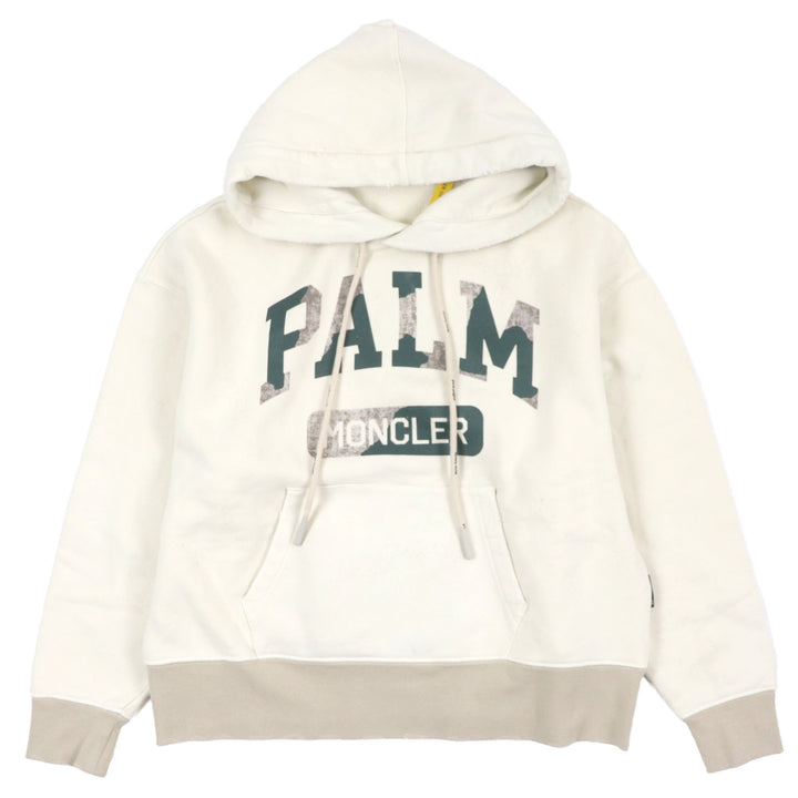 Excellent MONCLER GENIUS 8×Palm Angels hoodie HOODIE Ivory cotton mens S
