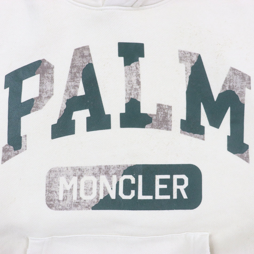 Excellent MONCLER GENIUS 8×Palm Angels hoodie HOODIE Ivory cotton mens S