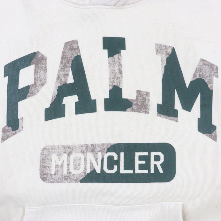 Excellent MONCLER GENIUS 8×Palm Angels hoodie HOODIE Ivory cotton mens S