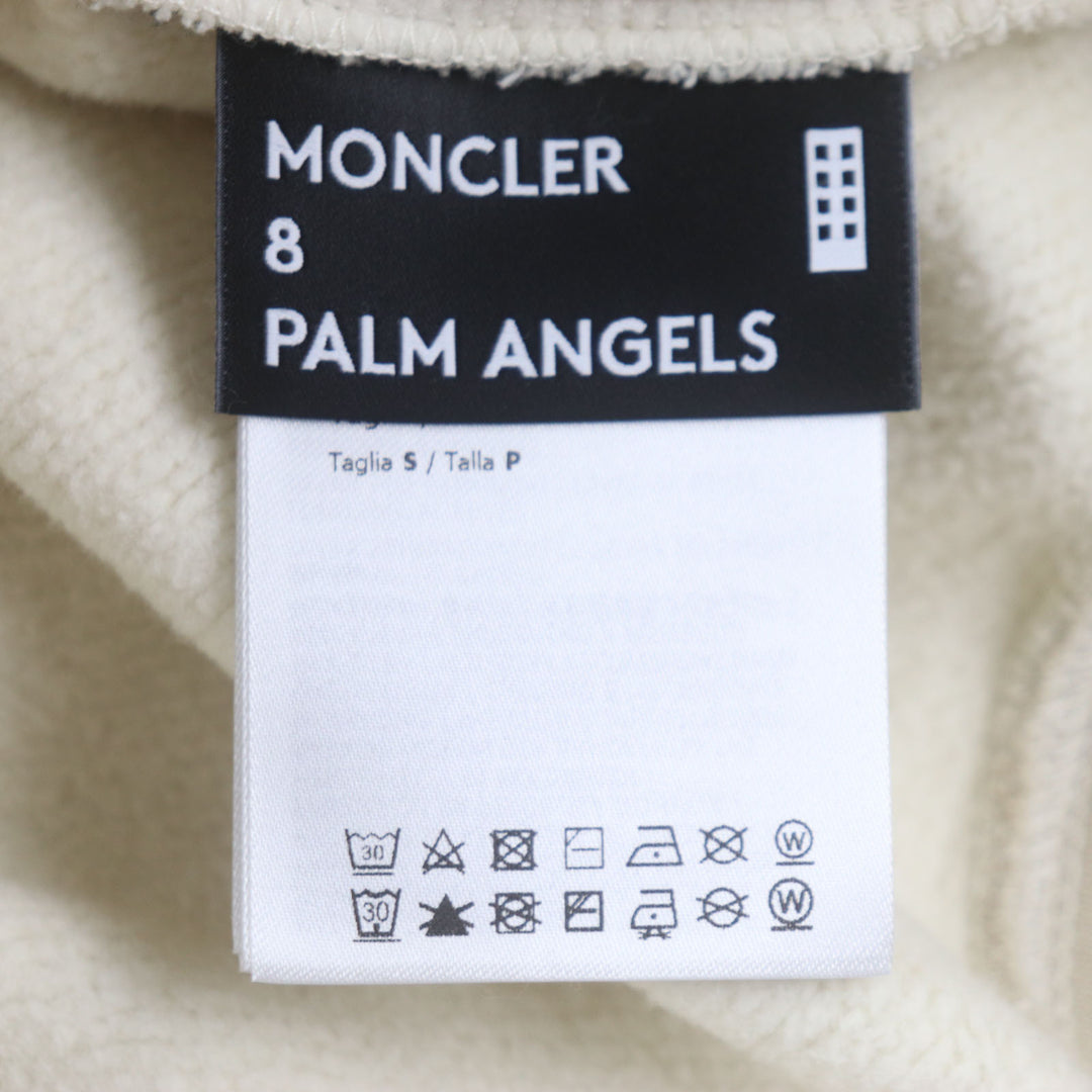 Excellent MONCLER GENIUS 8×Palm Angels hoodie HOODIE Ivory cotton mens S