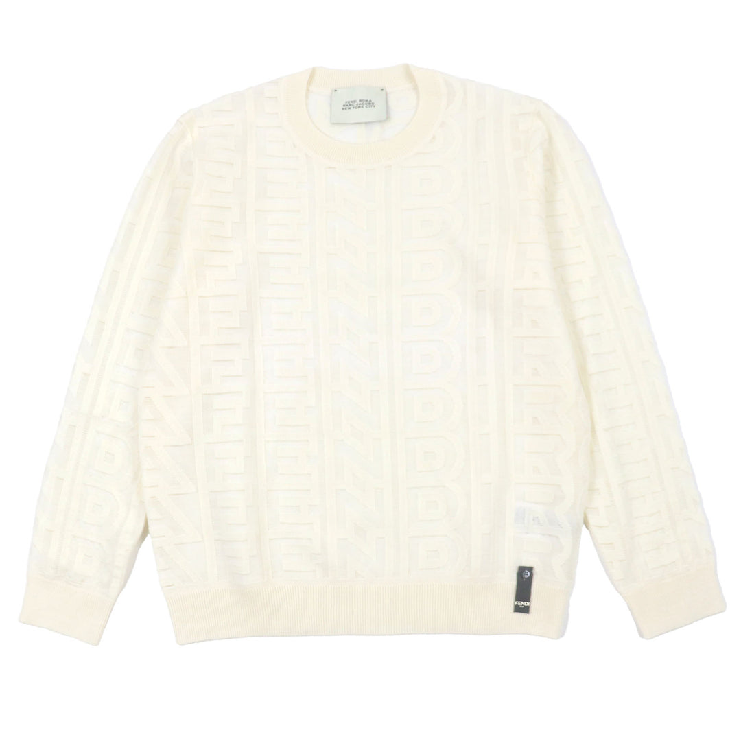 Excellent FENDI MARC JACOBS sweater longsleeve T-shirt knit Ivory wool 54 FZX131