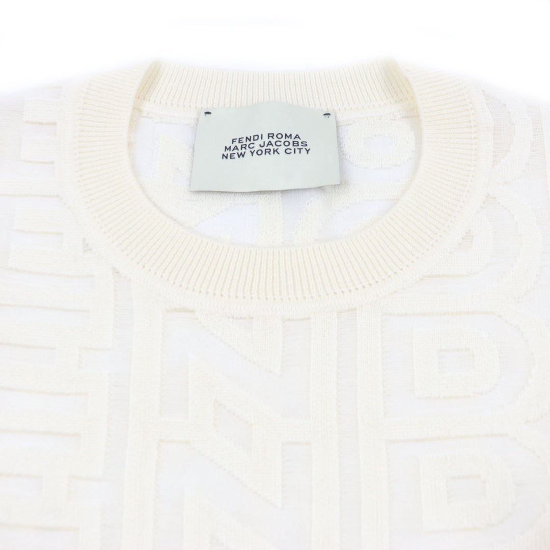 Excellent FENDI MARC JACOBS sweater longsleeve T-shirt knit Ivory wool 54 FZX131