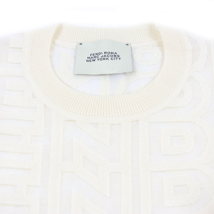 Excellent FENDI MARC JACOBS sweater longsleeve T-shirt knit Ivory wool 54 FZX131