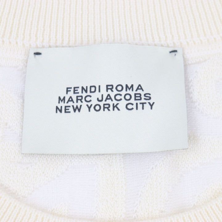 Excellent FENDI MARC JACOBS sweater longsleeve T-shirt knit Ivory wool 54 FZX131